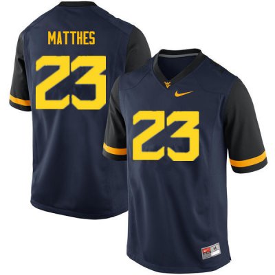 Men's West Virginia Mountaineers NCAA #23 Evan Matthes Navy Authentic Nike Stitched College Football Jersey XF15G07BG